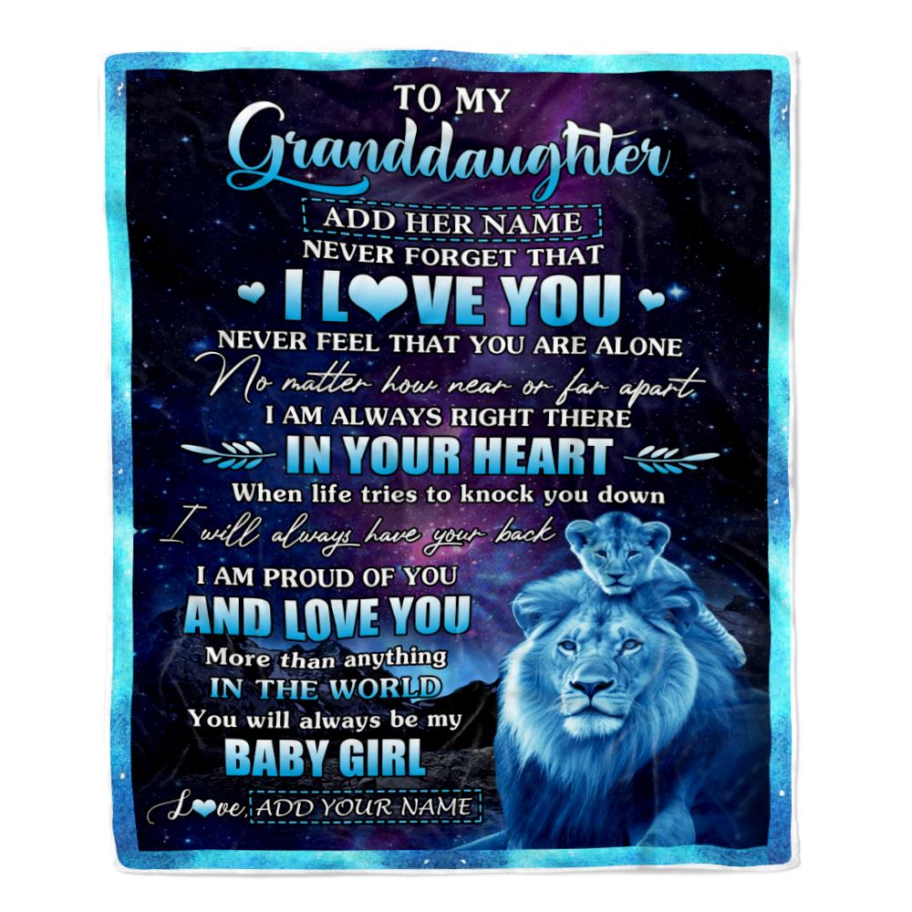 Personalized To My Granddaughter Gifts From Grandpa Papa Blanket I Love You Lion Birthday Gift Ideas For Granddaughter Graduation Christmas Fleece Blanket | teecentury