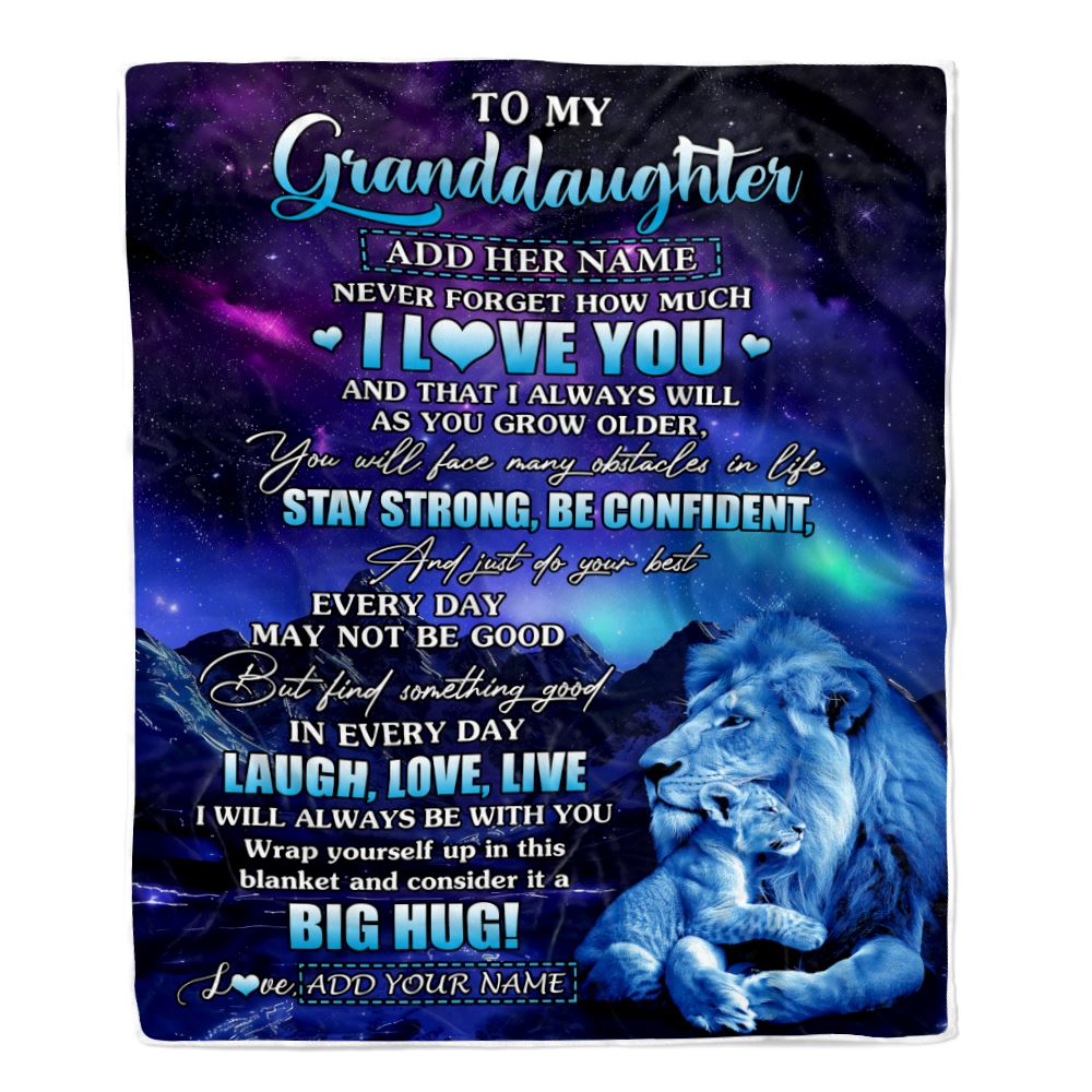 Personalized To My Granddaughter Gifts From Grandpa Papa Blanket Laught Love Live Lion Great Granddaughter Birthday Gifts Graduation Christmas Fleece Blanket | teecentury
