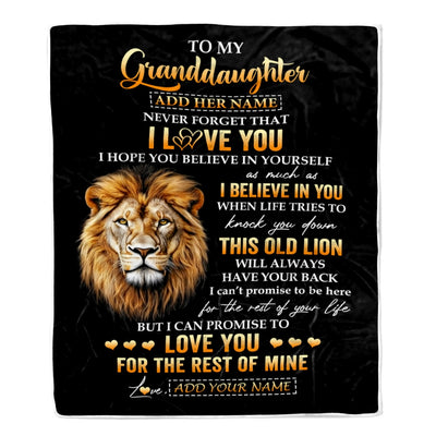 Personalized To My Granddaughter Gifts From Grandpa Papa Blanket Old Lion Love You Granddaughter Birthday Gifts Graduation Christmas Custom Fleece Blanket | teecentury