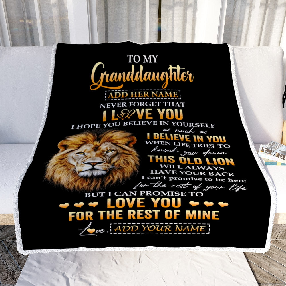 Personalized To My Granddaughter Gifts From Grandpa Papa Blanket Old Lion Love You Granddaughter Birthday Gifts Graduation Christmas Custom Fleece Blanket | teecentury