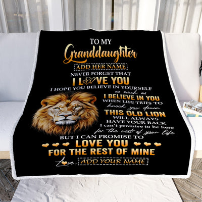 Personalized To My Granddaughter Gifts From Grandpa Papa Blanket Old Lion Love You Granddaughter Birthday Gifts Graduation Christmas Custom Fleece Blanket | teecentury