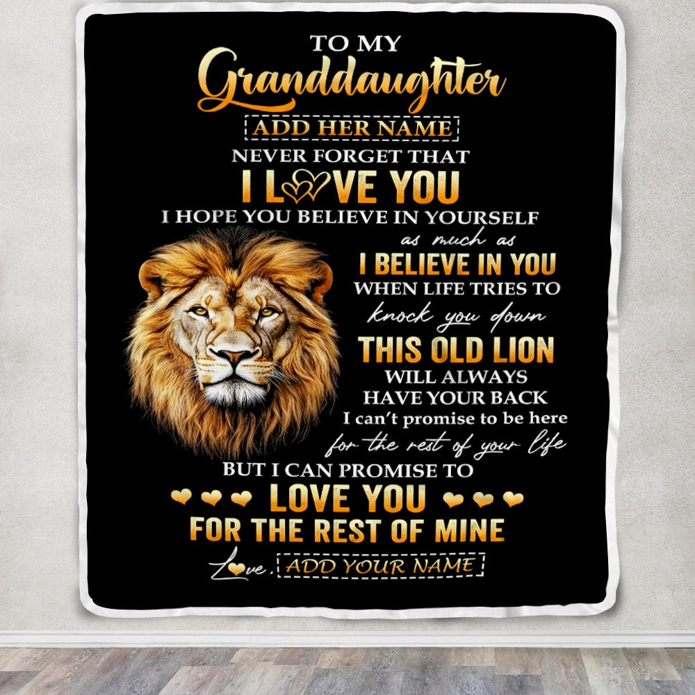 Personalized To My Granddaughter Gifts From Grandpa Papa Blanket Old Lion Love You Granddaughter Birthday Gifts Graduation Christmas Custom Fleece Blanket | teecentury