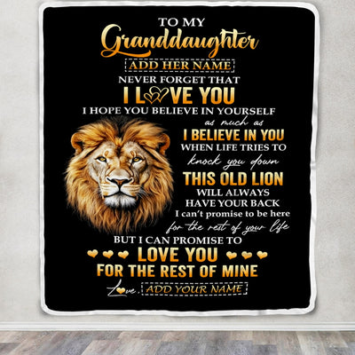 Personalized To My Granddaughter Gifts From Grandpa Papa Blanket Old Lion Love You Granddaughter Birthday Gifts Graduation Christmas Custom Fleece Blanket | teecentury