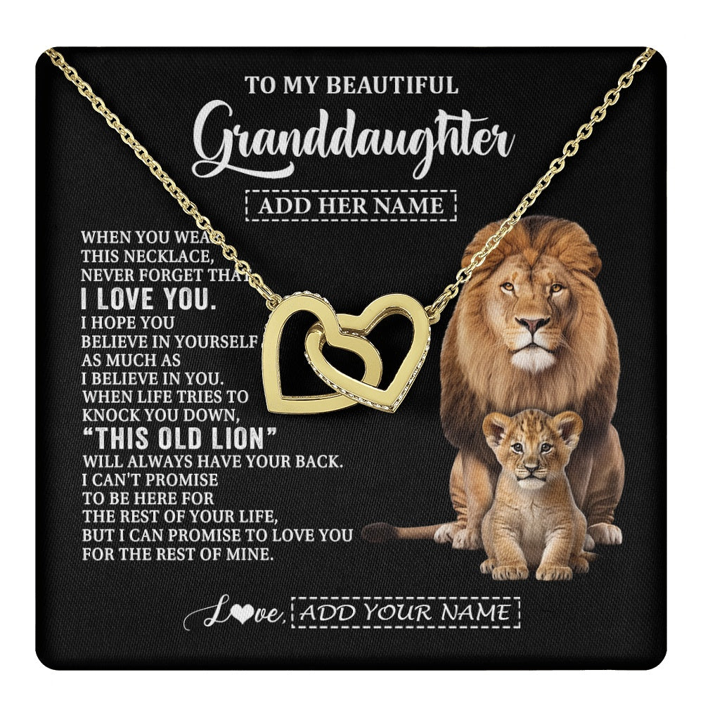 Interlocking Hearts Necklace 18K Yellow Gold Finish | 1 | Personalized To My Granddaughter Gifts From Papa Grandpa Necklace This Old Lion Love You Granddaughter Birthday Gifts Christmas Custom Gift Box Message Card | https://teecentury.