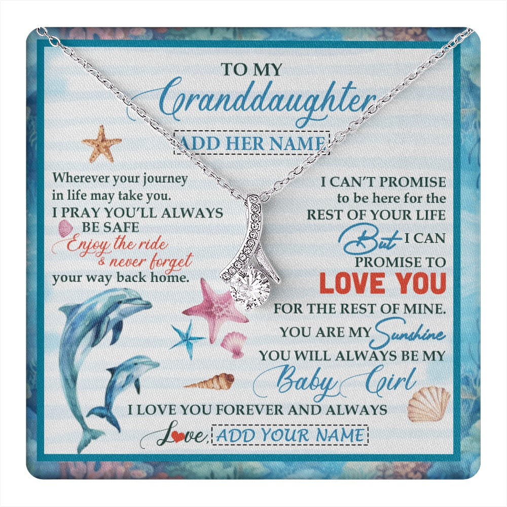 Alluring Beauty Necklace 14K White Gold Finish | 1 | Personalized To My Granddaughter Gifts Necklace Dolphin From Grandma My Sunshine For Jewelry Granddaughter Birthday Gift Christmas Custom Gift Box Message Card | https://teecentury.
