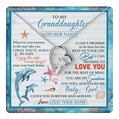 Forever Love Necklace 14K White Gold Finish | 1 | Personalized To My Granddaughter Gifts Necklace Dolphin From Grandma My Sunshine For Jewelry Granddaughter Birthday Gift Christmas Custom Gift Box Message Card | https://teecentury.