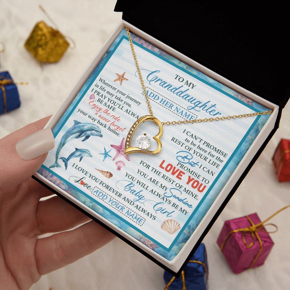 Forever Love Necklace 18K Yellow Gold Finish | 2 | Personalized To My Granddaughter Gifts Necklace Dolphin From Grandma My Sunshine For Jewelry Granddaughter Birthday Gift Christmas Custom Gift Box Message Card | https://teecentury.