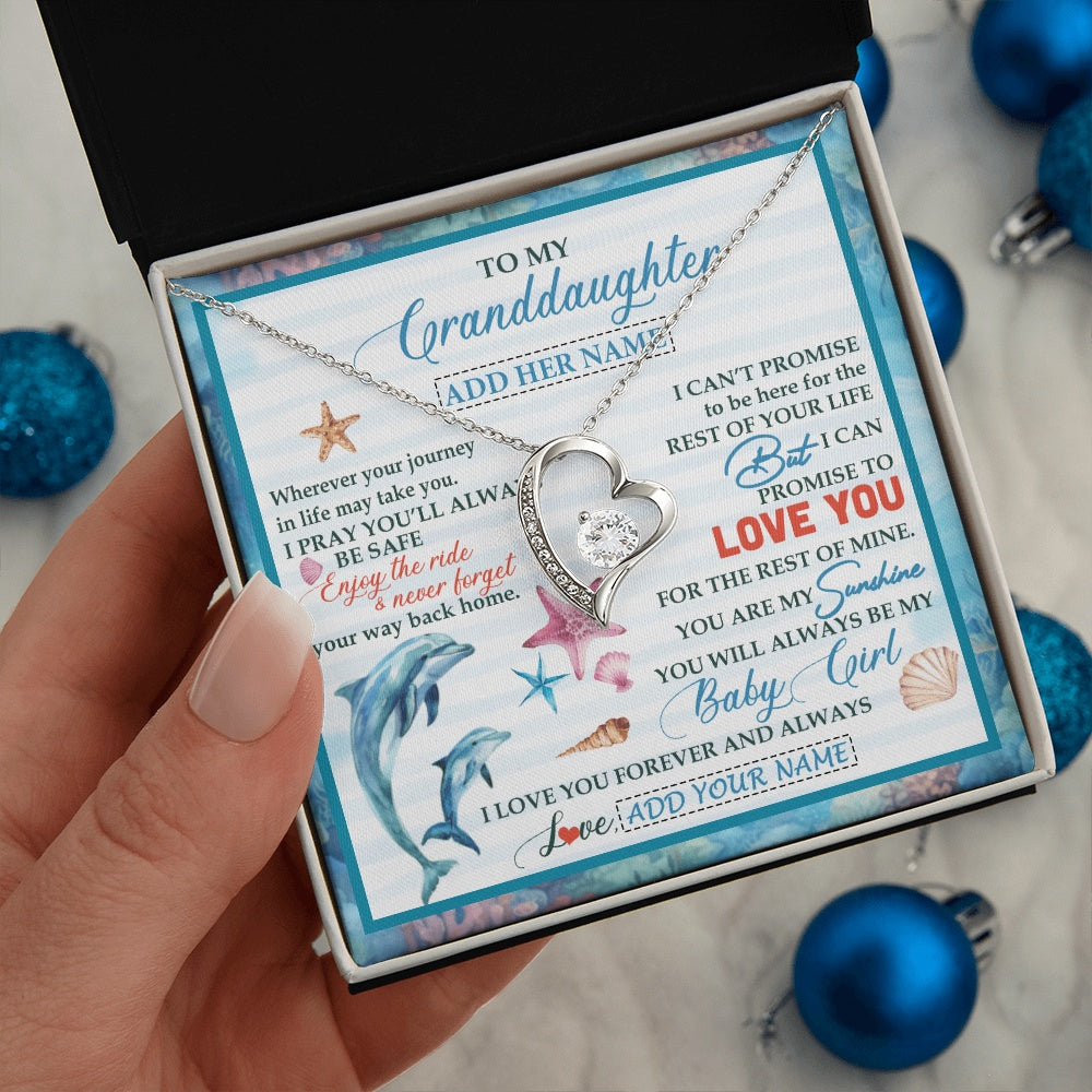 Forever Love Necklace 14K White Gold Finish | 2 | Personalized To My Granddaughter Gifts Necklace Dolphin From Grandma My Sunshine For Jewelry Granddaughter Birthday Gift Christmas Custom Gift Box Message Card | https://teecentury.