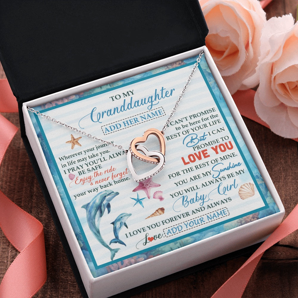 Interlocking Hearts Necklace Stainless Steel & Rose Gold Finish | 2 | Personalized To My Granddaughter Gifts Necklace Dolphin From Grandma My Sunshine For Jewelry Granddaughter Birthday Gift Christmas Custom Gift Box Message Card | https://teecentury.