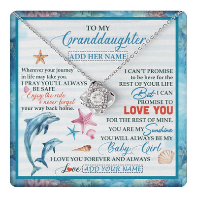 Love Knot Necklace 14K White Gold Finish | 1 | Personalized To My Granddaughter Gifts Necklace Dolphin From Grandma My Sunshine For Jewelry Granddaughter Birthday Gift Christmas Custom Gift Box Message Card | https://teecentury.