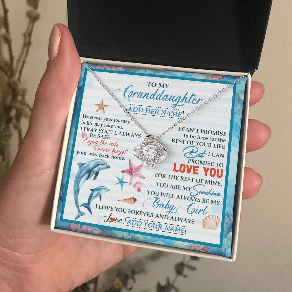 Love Knot Necklace 14K White Gold Finish | 2 | Personalized To My Granddaughter Gifts Necklace Dolphin From Grandma My Sunshine For Jewelry Granddaughter Birthday Gift Christmas Custom Gift Box Message Card | https://teecentury.