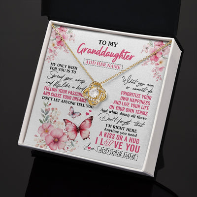 Love Knot Necklace 18K Yellow Gold Finish | 2 | Personalized To My Granddaughter Gifts Necklace From Grandma Butterfly My Only Wish For You Granddaughter Birthday Gifts Christmas Gift Box Message Card | teecentury.myshopify