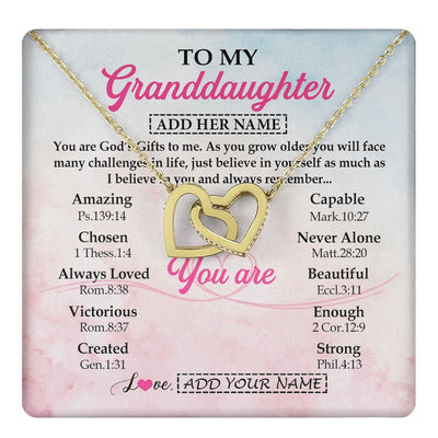 Interlocking Hearts Necklace 18K Yellow Gold Finish | 1 | Personalized To My Granddaughter Gifts Necklace From Grandma Christian Religious Jewelry Gifts For Granddaughter Birthday Christmas Gift Box Message Card | https://teecentury.