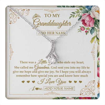 Alluring Beauty Necklace 14K White Gold Finish | 1 | Personalized To My Granddaughter Gifts Necklace From Grandma Filled With My Love Granddaughter Birthday Gifts Wedding Christmas Custom Gift Box Message Card | https://teecentury.