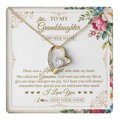 Forever Love Necklace 18K Yellow Gold Finish | 1 | Personalized To My Granddaughter Gifts Necklace From Grandma Filled With My Love Granddaughter Birthday Gifts Wedding Christmas Custom Gift Box Message Card | https://teecentury.