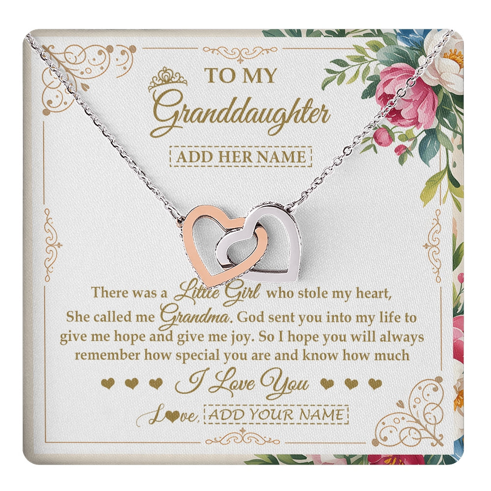 Interlocking Hearts Necklace Stainless Steel & Rose Gold Finish | 1 | Personalized To My Granddaughter Gifts Necklace From Grandma Filled With My Love Granddaughter Birthday Gifts Wedding Christmas Custom Gift Box Message Card | https://teecentury.