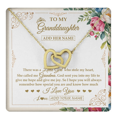Interlocking Hearts Necklace 18K Yellow Gold Finish | 1 | Personalized To My Granddaughter Gifts Necklace From Grandma Filled With My Love Granddaughter Birthday Gifts Wedding Christmas Custom Gift Box Message Card | https://teecentury.