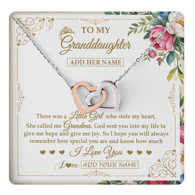 Interlocking Hearts Necklace Stainless Steel & Rose Gold Finish | 1 | Personalized To My Granddaughter Gifts Necklace From Grandma Filled With My Love Granddaughter Birthday Gifts Wedding Christmas Custom Gift Box Message Card | https://teecentury.