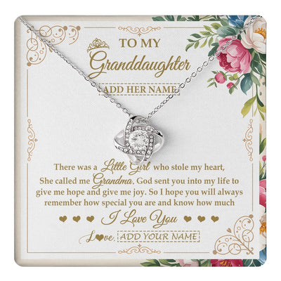 Love Knot Necklace 14K White Gold Finish | 1 | Personalized To My Granddaughter Gifts Necklace From Grandma Filled With My Love Granddaughter Birthday Gifts Wedding Christmas Custom Gift Box Message Card | https://teecentury.