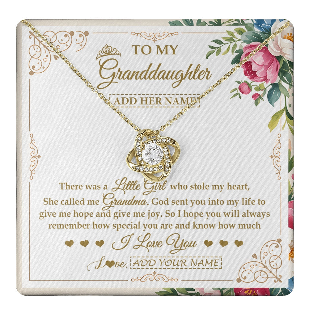 Love Knot Necklace 18K Yellow Gold Finish | 1 | Personalized To My Granddaughter Gifts Necklace From Grandma Filled With My Love Granddaughter Birthday Gifts Wedding Christmas Custom Gift Box Message Card | https://teecentury.