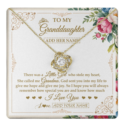 Love Knot Necklace 18K Yellow Gold Finish | 1 | Personalized To My Granddaughter Gifts Necklace From Grandma Filled With My Love Granddaughter Birthday Gifts Wedding Christmas Custom Gift Box Message Card | https://teecentury.