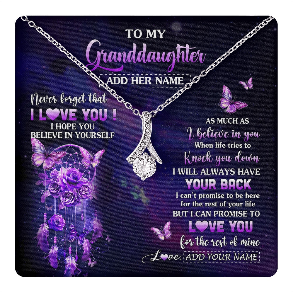 Alluring Beauty Necklace 14K White Gold Finish | 1 | Personalized To My Granddaughter Gifts Necklace From Grandma Floral Butterfly Love You Granddaughter Birthday Gifts Graduation Christmas Gift Box Message Card | https://teecentury.