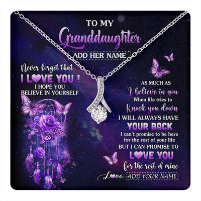 Alluring Beauty Necklace 14K White Gold Finish | 1 | Personalized To My Granddaughter Gifts Necklace From Grandma Floral Butterfly Love You Granddaughter Birthday Gifts Graduation Christmas Gift Box Message Card | https://teecentury.