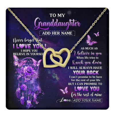 Interlocking Hearts Necklace 18K Yellow Gold Finish | 1 | Personalized To My Granddaughter Gifts Necklace From Grandma Floral Butterfly Love You Granddaughter Birthday Gifts Graduation Christmas Gift Box Message Card | https://teecentury.