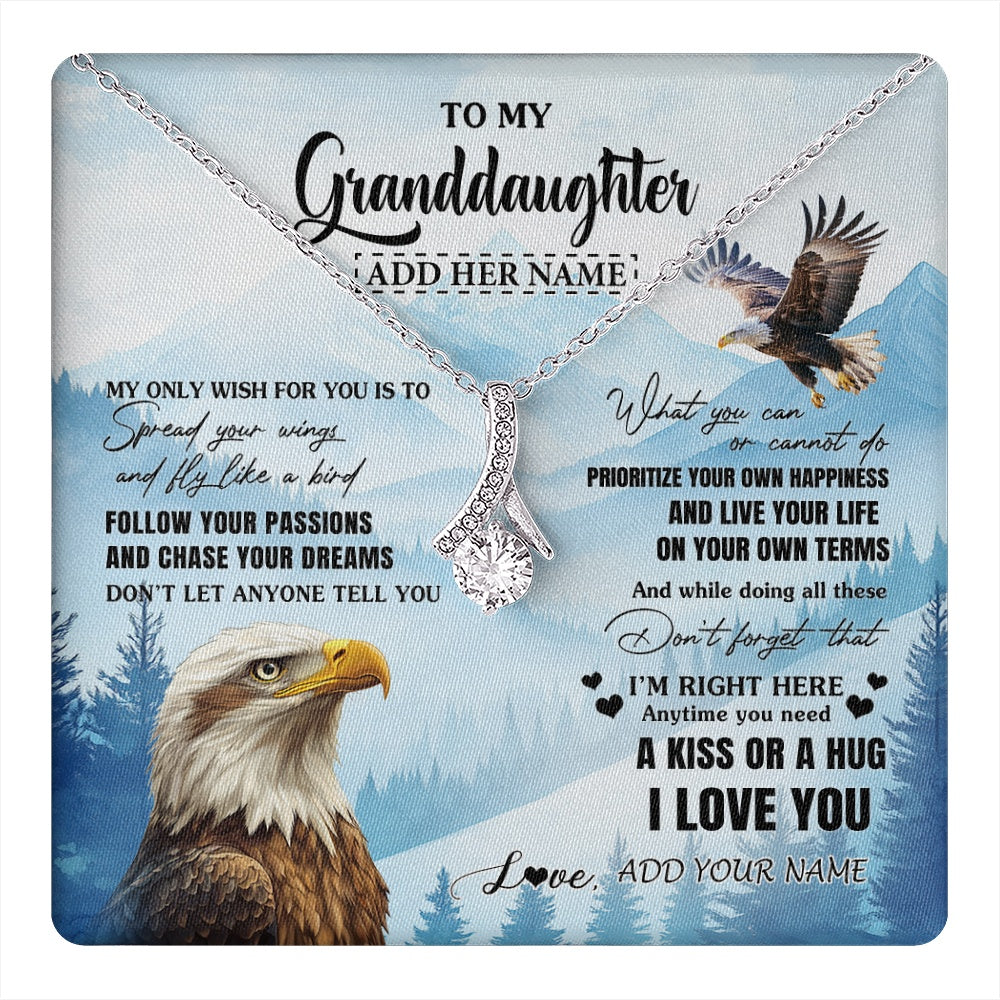 Alluring Beauty Necklace 14K White Gold Finish | 1 | Personalized To My Granddaughter Gifts Necklace From Grandma Grandpa Eagle My Only Wish For You Granddaughter Birthday Gifts Christmas Gift Box Message Card | teecentury.myshopify