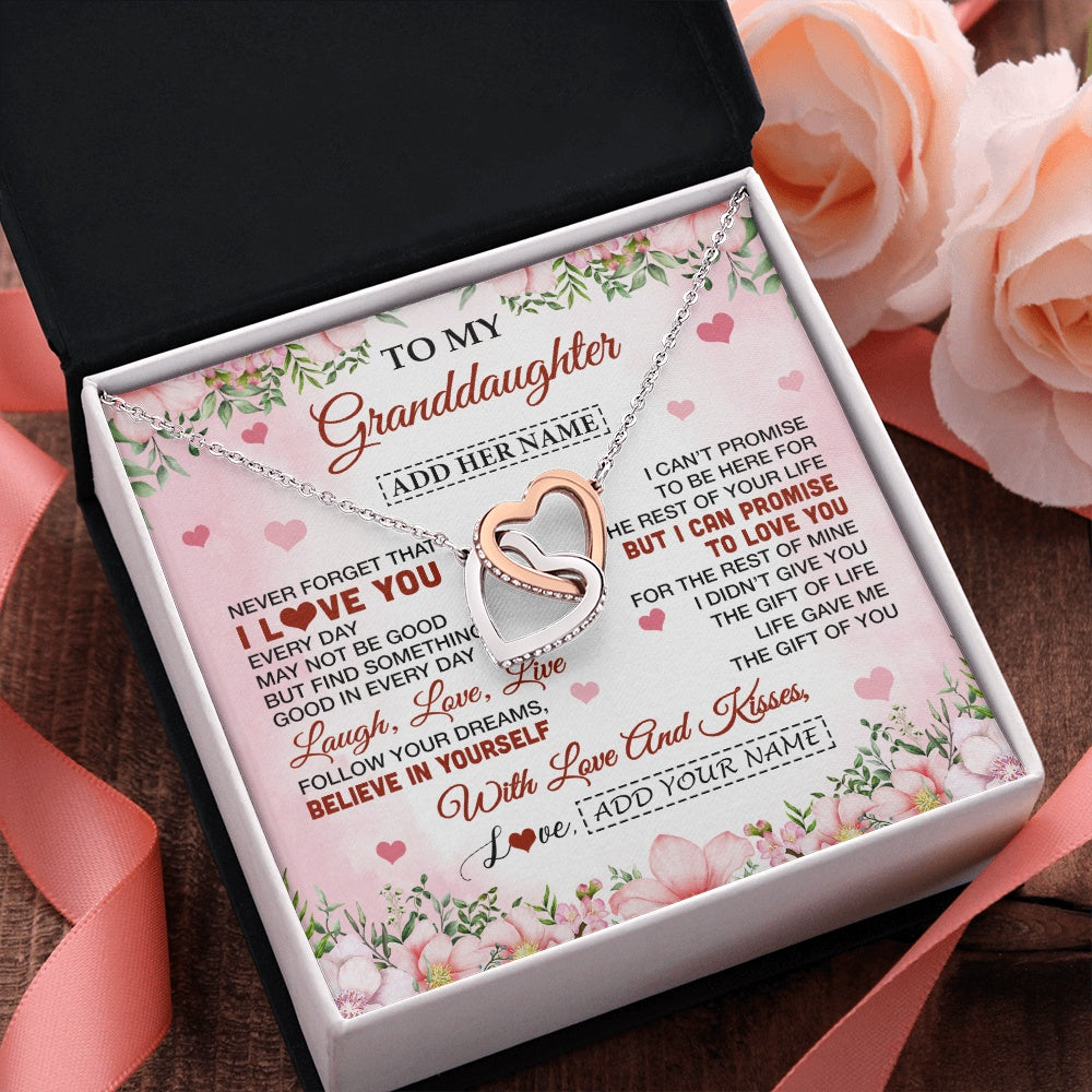 Interlocking Hearts Necklace Stainless Steel & Rose Gold Finish | 2 | Personalized To My Granddaughter Gifts Necklace From Grandma Grandpa Floral I Love You Birthday Gifts For Granddaughter Graduation Christmas Gift Box Message Card | https://teecentury.