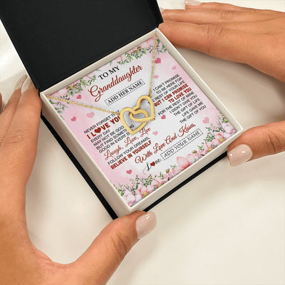 Interlocking Hearts Necklace 18K Yellow Gold Finish | 2 | Personalized To My Granddaughter Gifts Necklace From Grandma Grandpa Floral I Love You Birthday Gifts For Granddaughter Graduation Christmas Gift Box Message Card | https://teecentury.