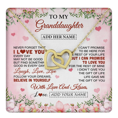 Interlocking Hearts Necklace 18K Yellow Gold Finish | 1 | Personalized To My Granddaughter Gifts Necklace From Grandma Grandpa Floral I Love You Birthday Gifts For Granddaughter Graduation Christmas Gift Box Message Card | https://teecentury.