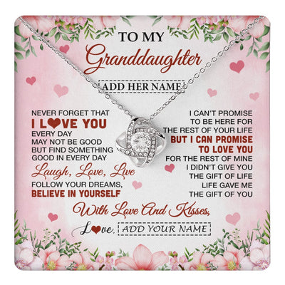 Love Knot Necklace 14K White Gold Finish | 1 | Personalized To My Granddaughter Gifts Necklace From Grandma Grandpa Floral I Love You Birthday Gifts For Granddaughter Graduation Christmas Gift Box Message Card | https://teecentury.