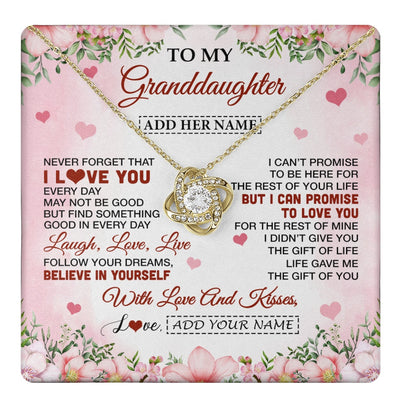 Love Knot Necklace 18K Yellow Gold Finish | 1 | Personalized To My Granddaughter Gifts Necklace From Grandma Grandpa Floral I Love You Birthday Gifts For Granddaughter Graduation Christmas Gift Box Message Card | https://teecentury.