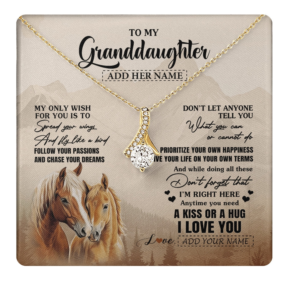 Alluring Beauty Necklace 18K Yellow Gold Finish | 1 | Personalized To My Granddaughter Gifts Necklace From Grandma Grandpa Horse My Only Wish For You Granddaughter Birthday Gifts Christmas Gift Box Message Card | https://teecentury.