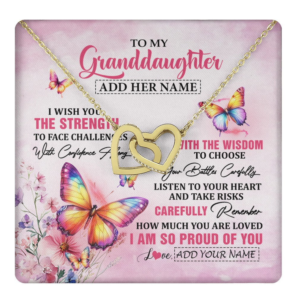 Interlocking Hearts Necklace 18K Yellow Gold Finish | 1 | Personalized To My Granddaughter Gifts Necklace From Grandma Grandpa I Wish You The Strength Butterfly Granddaughter Birthday Christmas Gift Box Message Card | https://teecentury.