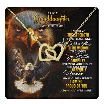 Interlocking Hearts Necklace 18K Yellow Gold Finish | 1 | Personalized To My Granddaughter Gifts Necklace From Grandma Grandpa I Wish You The Strength Eagle Granddaughter Birthday Gifts Christmas Gift Box Message Card | https://teecentury.