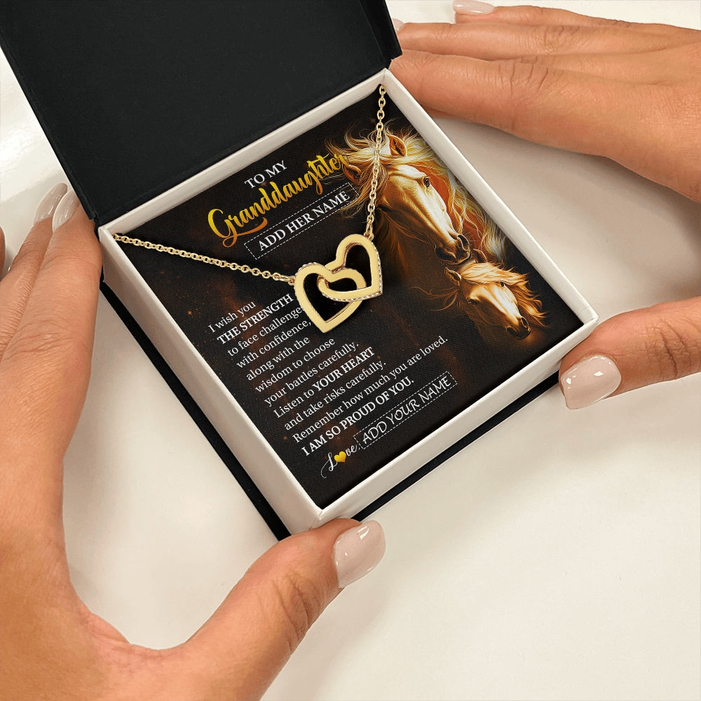 Interlocking Hearts Necklace 18K Yellow Gold Finish | 2 | Personalized To My Granddaughter Gifts Necklace From Grandma Grandpa I Wish You The Strength Horse Granddaughter Birthday Gifts Christmas Gift Box Message Card | https://teecentury.