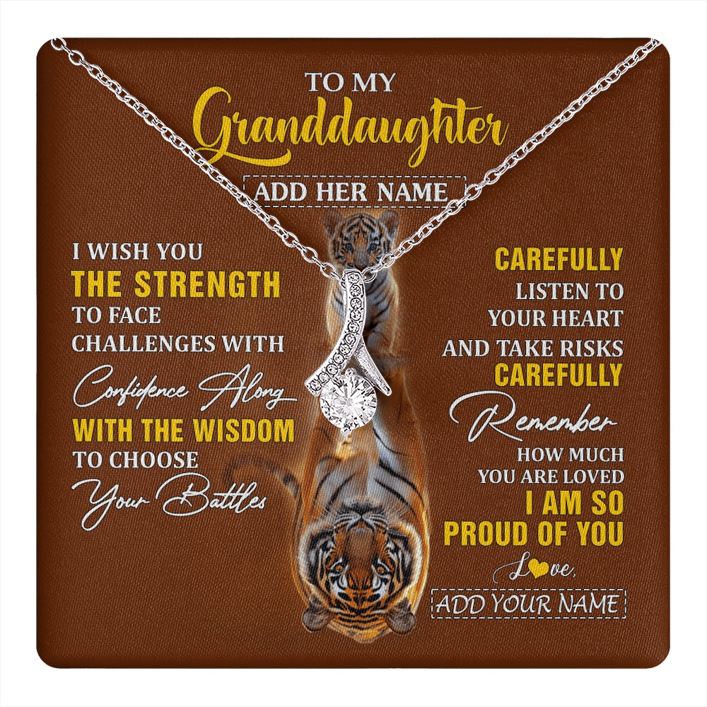 Alluring Beauty Necklace 14K White Gold Finish | 1 | Personalized To My Granddaughter Gifts Necklace From Grandma Grandpa I Wish You The Strength Tiger Granddaughter Birthday Gifts Christmas Gift Box Message Card | https://teecentury.