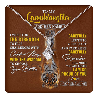 Alluring Beauty Necklace 14K White Gold Finish | 1 | Personalized To My Granddaughter Gifts Necklace From Grandma Grandpa I Wish You The Strength Tiger Granddaughter Birthday Gifts Christmas Gift Box Message Card | https://teecentury.