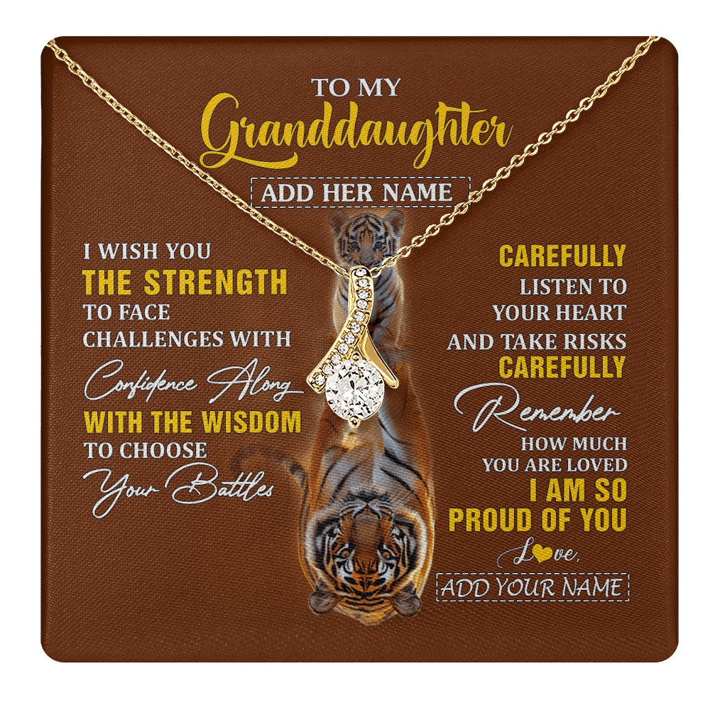 Alluring Beauty Necklace 18K Yellow Gold Finish | 1 | Personalized To My Granddaughter Gifts Necklace From Grandma Grandpa I Wish You The Strength Tiger Granddaughter Birthday Gifts Christmas Gift Box Message Card | https://teecentury.