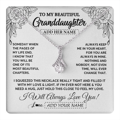 Alluring Beauty Necklace 14K White Gold Finish | 1 | Personalized To My Granddaughter Gifts Necklace From Grandma Grandpa Someday When The Pages Birthday Granddaughter Christmas Graduation Gift Box Message Card | https://teecentury.