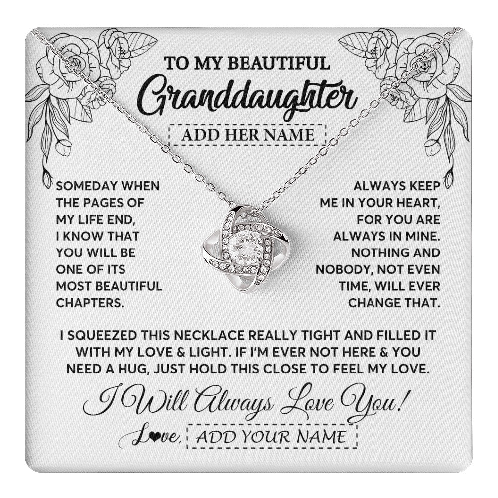 Love Knot Necklace 14K White Gold Finish | 1 | Personalized To My Granddaughter Gifts Necklace From Grandma Grandpa Someday When The Pages Birthday Granddaughter Christmas Graduation Gift Box Message Card | https://teecentury.