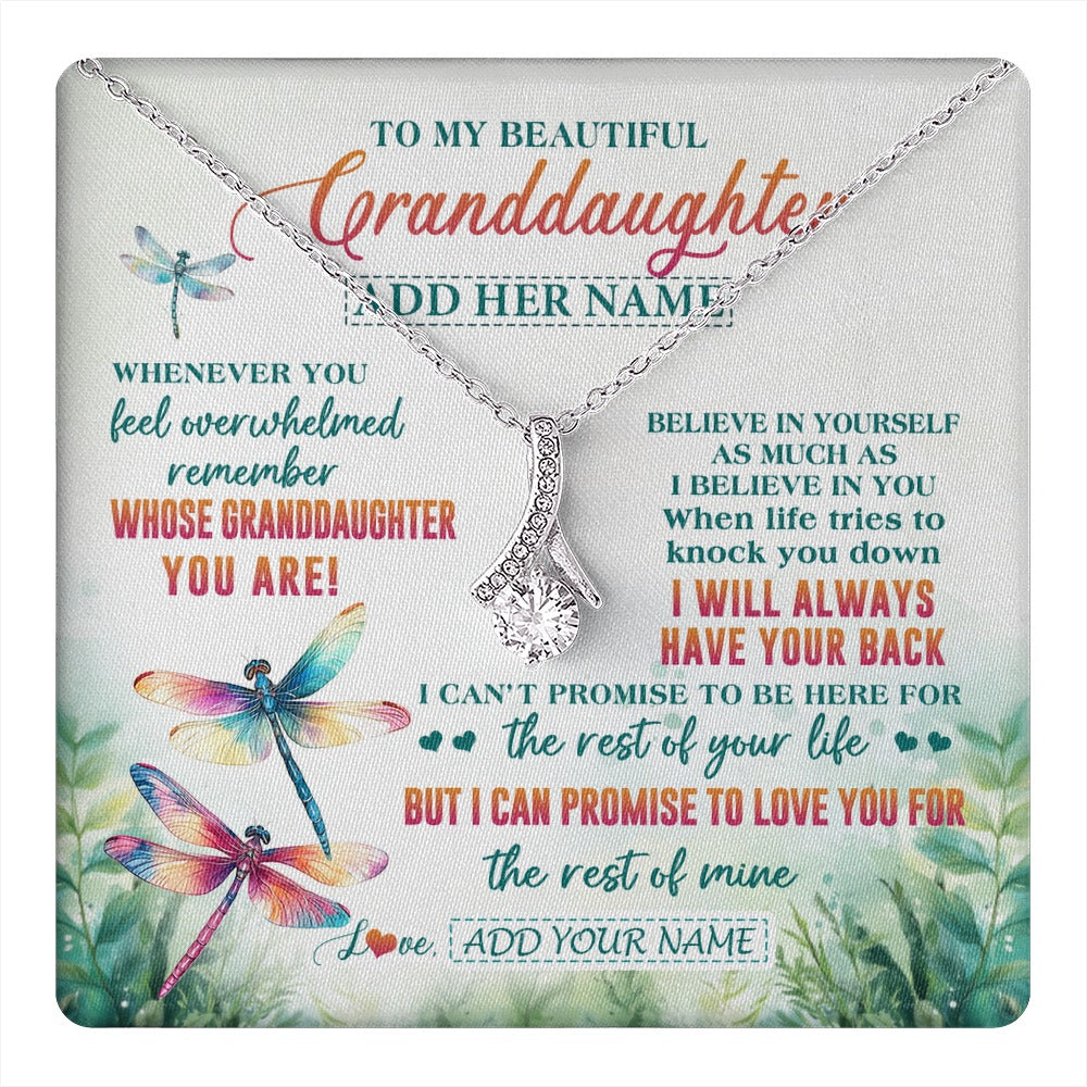 Alluring Beauty Necklace 14K White Gold Finish | 1 | Personalized To My Granddaughter Gifts Necklace From Grandma Grandpa Whenever You Feel Dragonfly Granddaughter Birthday Gifts Christmas Gift Box Message Card | https://teecentury.