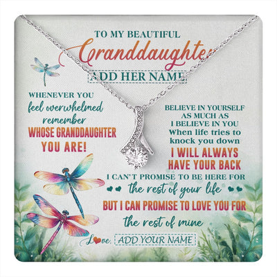Alluring Beauty Necklace 14K White Gold Finish | 1 | Personalized To My Granddaughter Gifts Necklace From Grandma Grandpa Whenever You Feel Dragonfly Granddaughter Birthday Gifts Christmas Gift Box Message Card | https://teecentury.