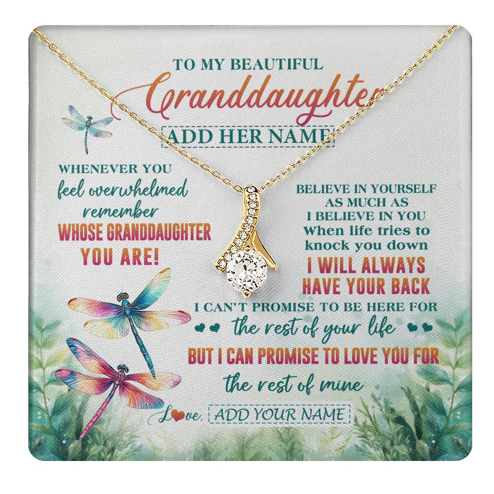 Alluring Beauty Necklace 18K Yellow Gold Finish | 1 | Personalized To My Granddaughter Gifts Necklace From Grandma Grandpa Whenever You Feel Dragonfly Granddaughter Birthday Gifts Christmas Gift Box Message Card | https://teecentury.