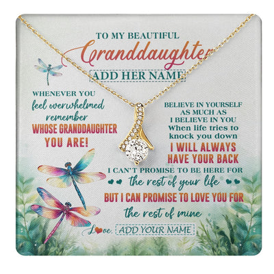 Alluring Beauty Necklace 18K Yellow Gold Finish | 1 | Personalized To My Granddaughter Gifts Necklace From Grandma Grandpa Whenever You Feel Dragonfly Granddaughter Birthday Gifts Christmas Gift Box Message Card | https://teecentury.