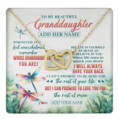 Interlocking Hearts Necklace 18K Yellow Gold Finish | 1 | Personalized To My Granddaughter Gifts Necklace From Grandma Grandpa Whenever You Feel Dragonfly Granddaughter Birthday Gifts Christmas Gift Box Message Card | https://teecentury.