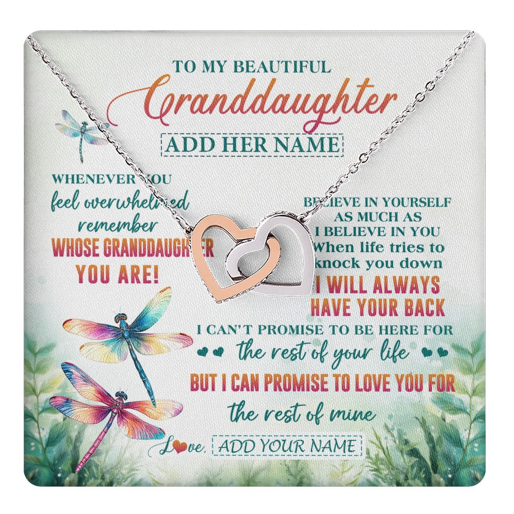 Interlocking Hearts Necklace Stainless Steel & Rose Gold Finish | 1 | Personalized To My Granddaughter Gifts Necklace From Grandma Grandpa Whenever You Feel Dragonfly Granddaughter Birthday Gifts Christmas Gift Box Message Card | https://teecentury.