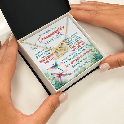 Interlocking Hearts Necklace 18K Yellow Gold Finish | 2 | Personalized To My Granddaughter Gifts Necklace From Grandma Grandpa Whenever You Feel Dragonfly Granddaughter Birthday Gifts Christmas Gift Box Message Card | https://teecentury.